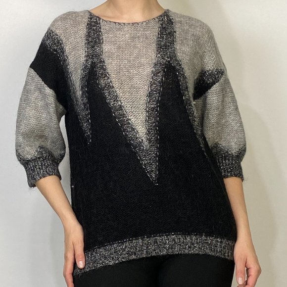 RELIGION Sweater SILVER TINSEL & GEOMETRIC Details! Medium - Picture 6 of 7